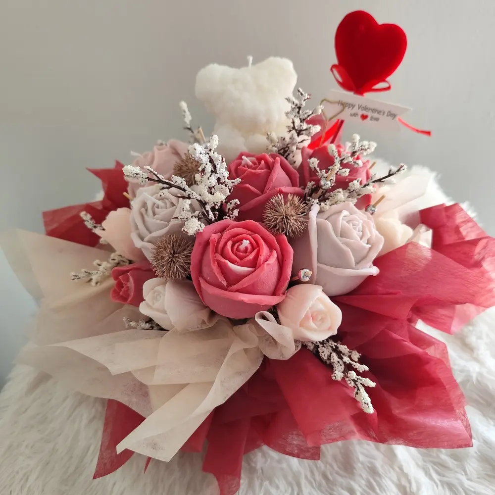 Buket od sojinog voska kao poklon za valentinovo
